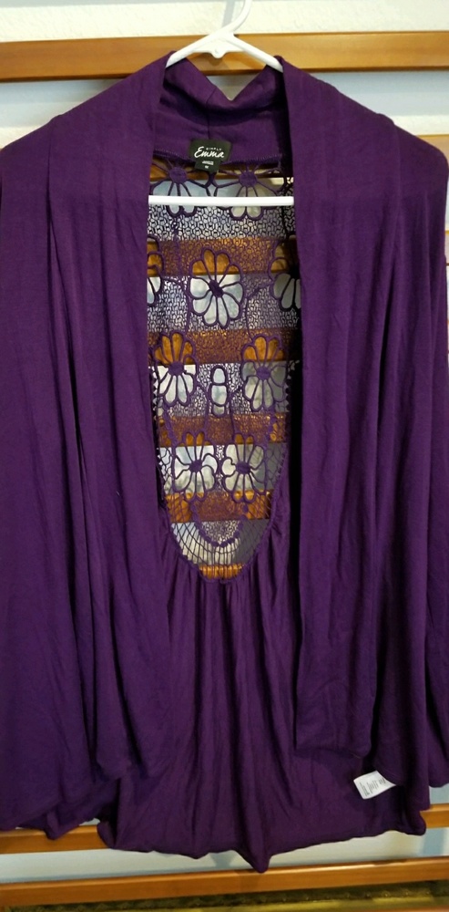 Purple floral cut out light sweater